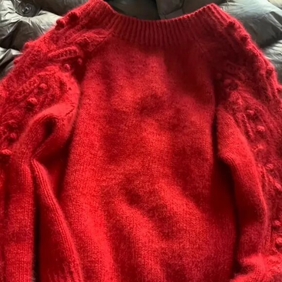Red Bobbles Knit Pullover Sweater S/M - Picture 3 of 5